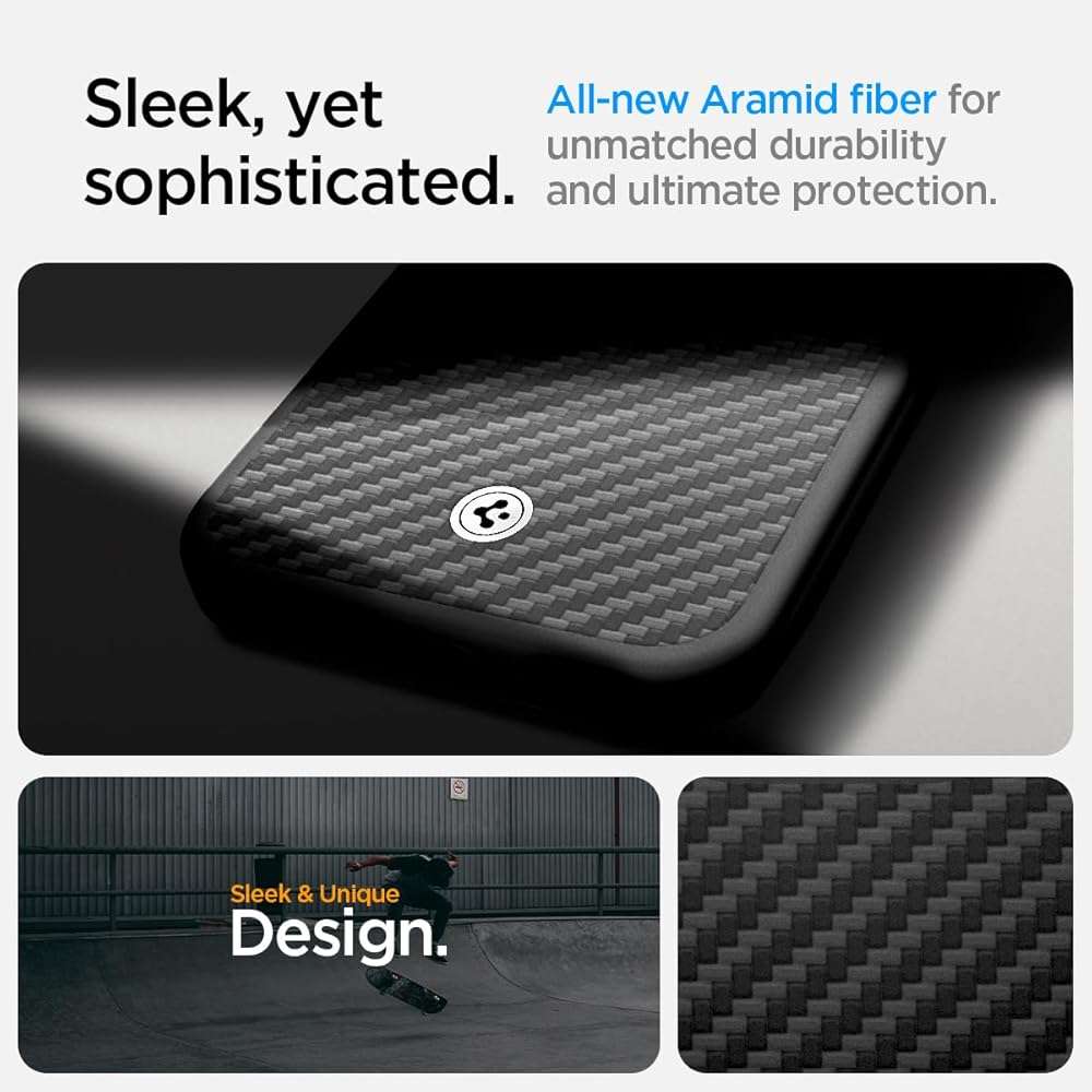 Spigen for iPhone 17e / 16e Case, Enzo Aramid MagFit [Compatible with Magsafe Accessories] [Military-Grade Protection] - Matte Black - Image 4