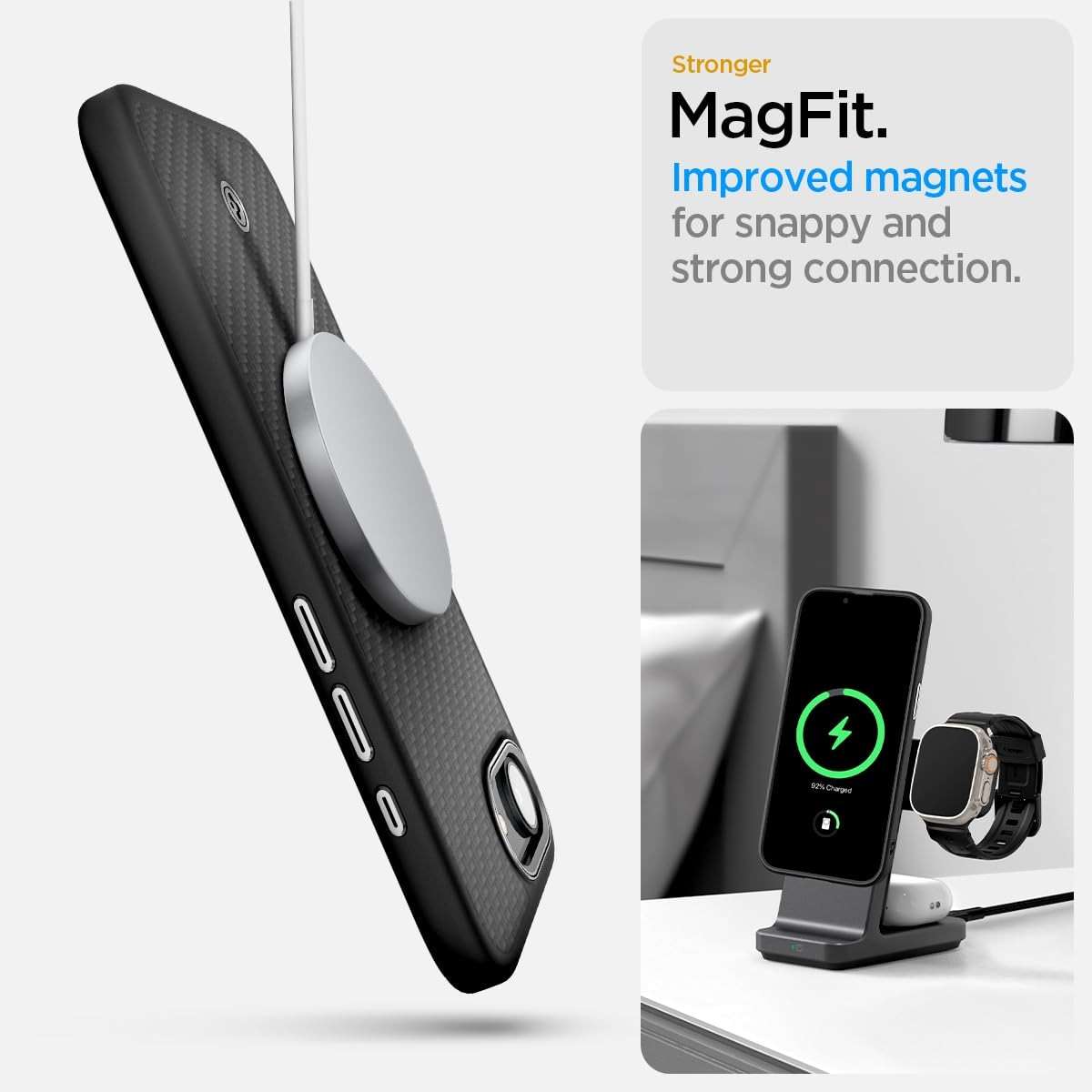Spigen for iPhone 17e / 16e Case, Enzo Aramid MagFit [Compatible with Magsafe Accessories] [Military-Grade Protection] - Matte Black - Image 5