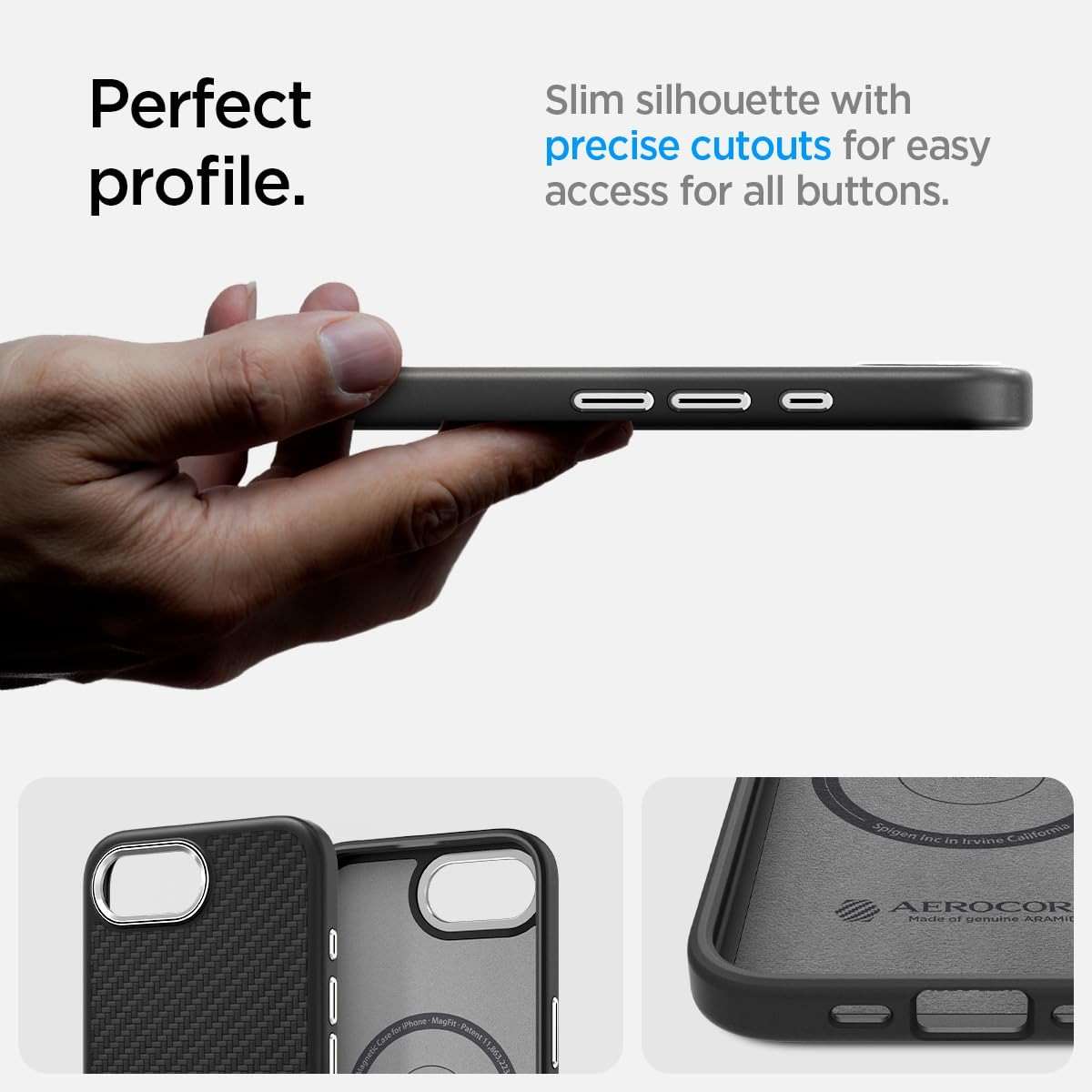 Spigen for iPhone 17e / 16e Case, Enzo Aramid MagFit [Compatible with Magsafe Accessories] [Military-Grade Protection] - Matte Black - Image 7