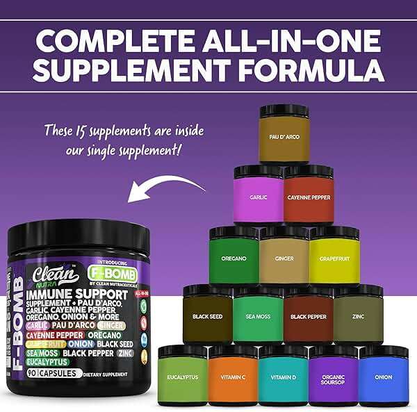 Organic Immune Support with PAU D'Arco Garlic Cayenne Pepper Oregano Ginger Grapefruit Onion Black Seed Sea Moss Black Pepper Zinc Eucalyptus Vitamin C Vitamin D Organic Soursop By Clean Nutra - Image 3