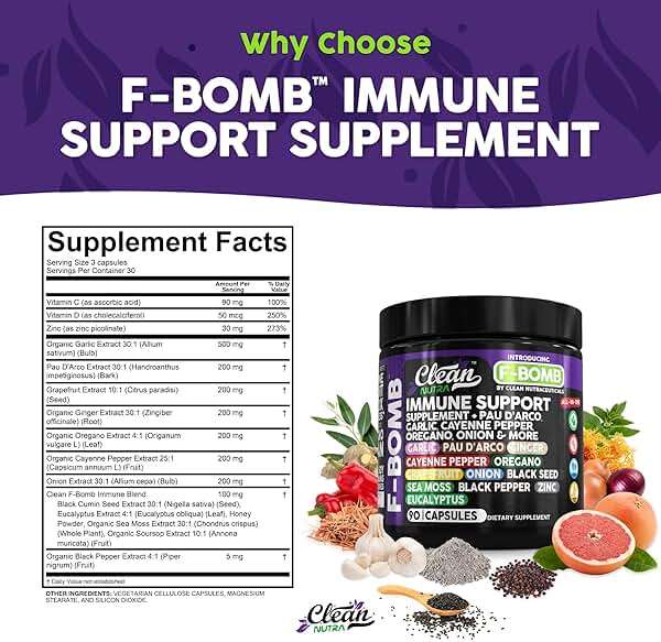 Organic Immune Support with PAU D'Arco Garlic Cayenne Pepper Oregano Ginger Grapefruit Onion Black Seed Sea Moss Black Pepper Zinc Eucalyptus Vitamin C Vitamin D Organic Soursop By Clean Nutra - Image 5