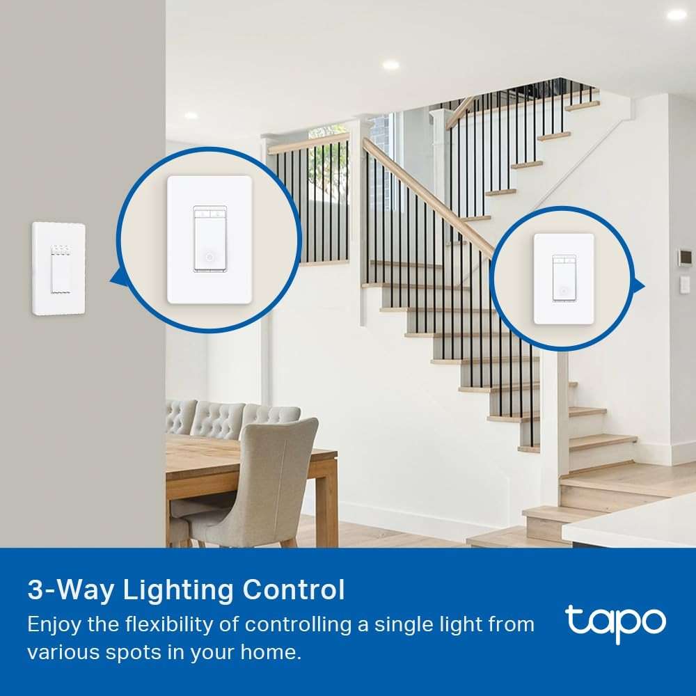 TP-Link Tapo Smart 3 Way Dimmer Switch KIT, Matter Compatible, Energy Monitoring, Neutral Wire Required, Works with Alexa, Siri, Google Home, SmartThings, UL Certified, 2.4GHZ Wi-Fi, Tapo S515D KIT - Image 3