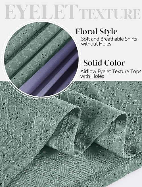 SAMPEEL Women's Eyelet Crossed V Neck Short Sleeve T-Shirt - Image 6