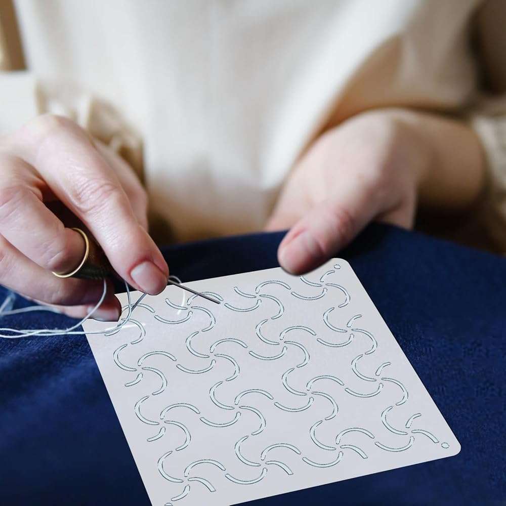 20 Pcs Sashiko Stencils 5.1 x 5.1 Inch Plastic Sashiko Template Pattern Geometric Embroidery Stabilizers Drawing Line Template for Hand Quilting Sewing - Image 5