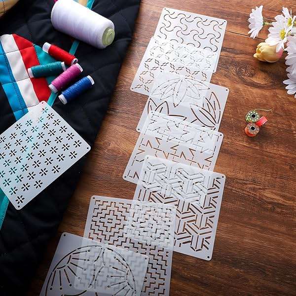 20 Pcs Sashiko Stencils 5.1 x 5.1 Inch Plastic Sashiko Template Pattern Geometric Embroidery Stabilizers Drawing Line Template for Hand Quilting Sewing - Image 7
