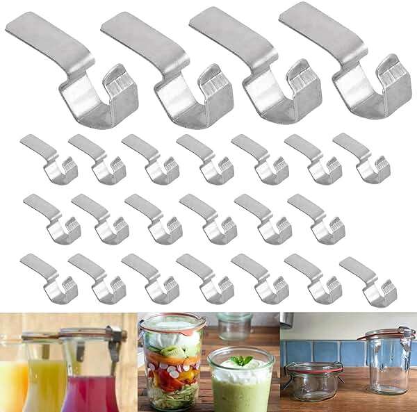 XINKE 24 Pcs Jar Stainless Steel Clips/Clamps for 6 Jars, for Airtight Seal The Seal and Clips Close The Jar Tightly - Image 1