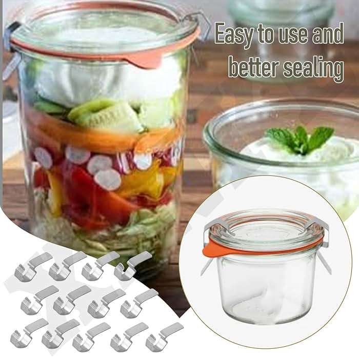 XINKE 24 Pcs Jar Stainless Steel Clips/Clamps for 6 Jars, for Airtight Seal The Seal and Clips Close The Jar Tightly - Image 4