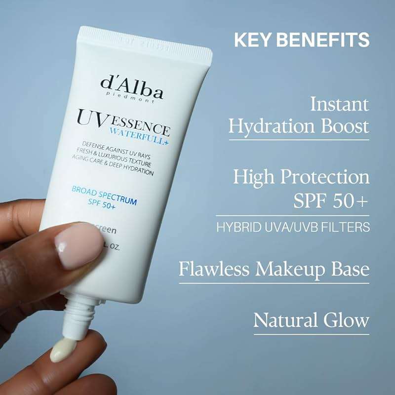 d'alba Piedmont Italian White Truffle Waterfull Essence Sunscreen, Vegan Skincare, Lightweight Sunscreen with BROAD SPECTRUM SPF 50+, Glowy, Safe for all Skin Types, Korean Skin Care (1.69 fl. oz) - Image 6