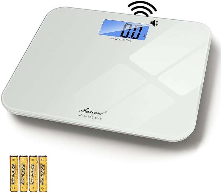 Awaiymi Talking Scales for Body Weight, Highly Accurate Digital Talking Bathroom Scale with Large LCD Screen, Auto On & Off, Talking Scales for Visually Impaired or Elderly, Includes Batteries, 551 LB - Image 1