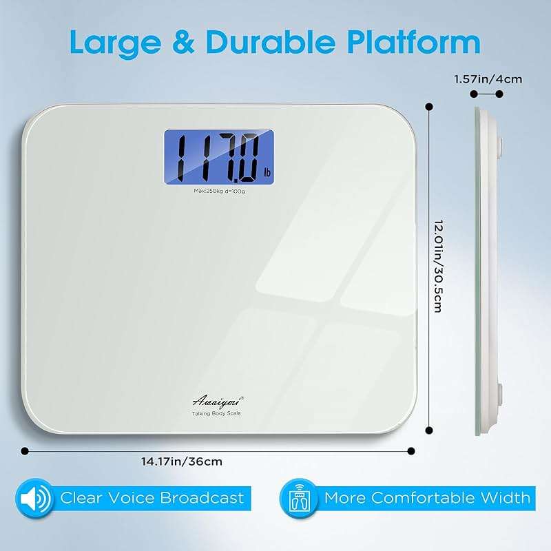 Awaiymi Talking Scales for Body Weight, Highly Accurate Digital Talking Bathroom Scale with Large LCD Screen, Auto On & Off, Talking Scales for Visually Impaired or Elderly, Includes Batteries, 551 LB - Image 5