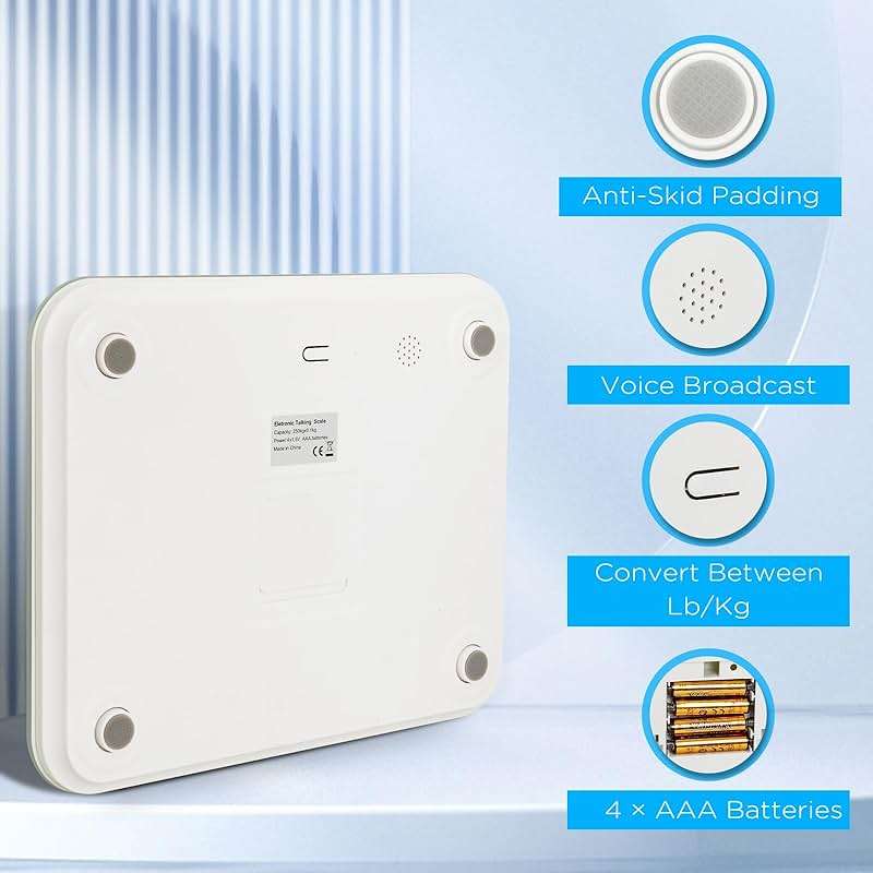 Awaiymi Talking Scales for Body Weight, Highly Accurate Digital Talking Bathroom Scale with Large LCD Screen, Auto On & Off, Talking Scales for Visually Impaired or Elderly, Includes Batteries, 551 LB - Image 7