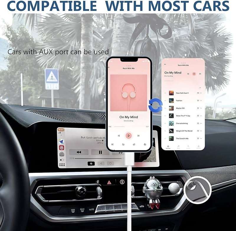 USB C to 3.5mm Audio Aux Jack Cable,3.3 ft, aux Cord for iPhone,Type C to 3.5mm Aux Headphone Stereo Cord Car Cable for iPhone 16/16 Pro, Samsung Galaxy S25 and Other iOS and Android Devices(White) - Image 6