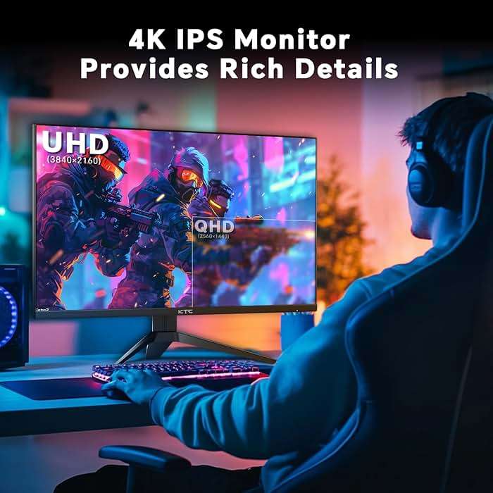 KTC 27 inch 4K 144Hz Gaming Monitor, UHD 3840 x 2160 IPS Computer PC Monitor, FreeSync & G-Sync, HDR Support, 134% sRGB, HDMI/DisPlayPort/USB, Tilt Adjustable, VESA Mountable, H27P22 - Image 3