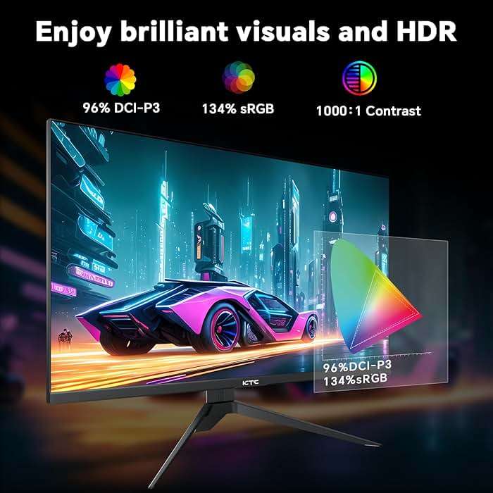 KTC 27 inch 4K 144Hz Gaming Monitor, UHD 3840 x 2160 IPS Computer PC Monitor, FreeSync & G-Sync, HDR Support, 134% sRGB, HDMI/DisPlayPort/USB, Tilt Adjustable, VESA Mountable, H27P22 - Image 4