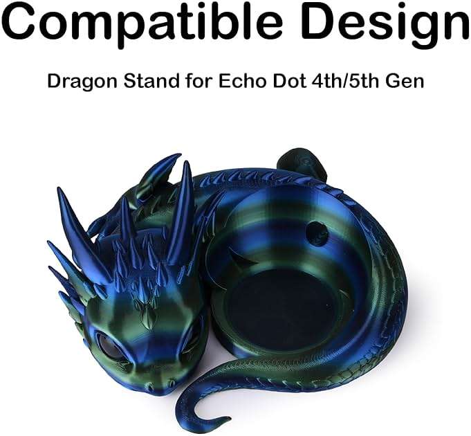 Dragon Stand for Echo Dot 4th/5th Gen, 3D Printed Smart Speaker Holder and Exquisite Desktop Decoration (Purple Black) - Image 2