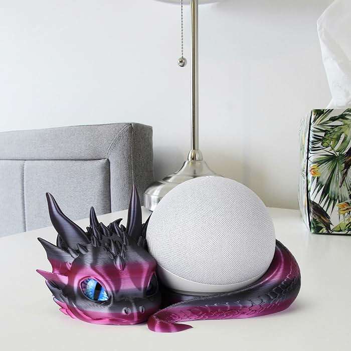 Dragon Stand for Echo Dot 4th/5th Gen, 3D Printed Smart Speaker Holder and Exquisite Desktop Decoration (Purple Black) - Image 3