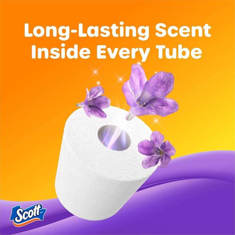 Scott ComfortPlus Toilet Paper with Soft Lavender Scented Tube, 12 Mega Rolls, 310 Sheets per Roll, Septic-Safe, 1-Ply Toilet Tissue - Image 4