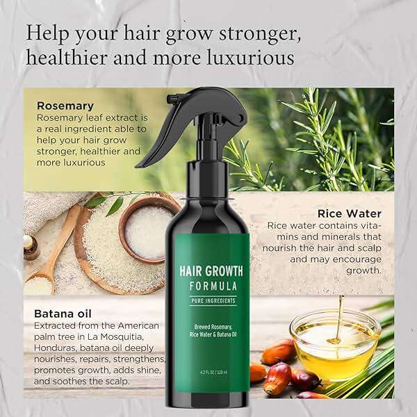 Rosemary Water Spray for Hair Growth, Rosemary Hair Growth Scalp Spray With Rice Water & Batana Oil, Biotin, Citrus Peel and Mint to Strengthen Strands and Promote Hair, 4.2 fl oz - Image 6