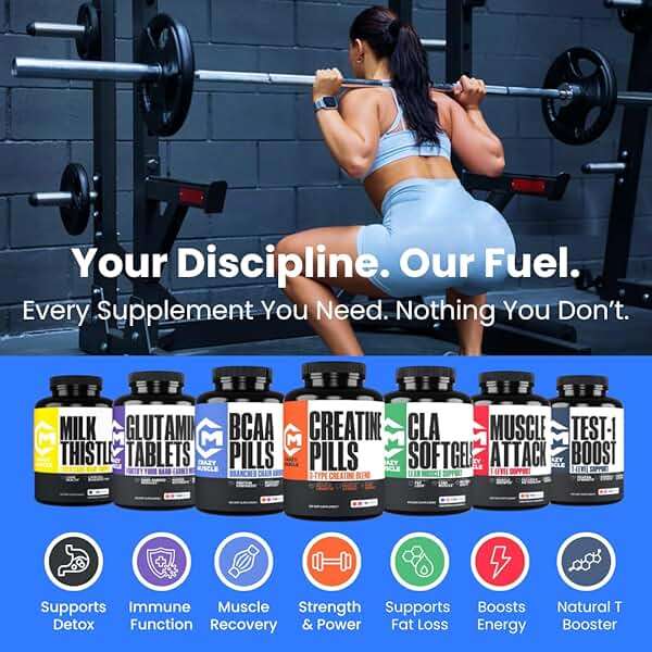 Crazy Muscle ThreeAtine Creatine Monohydrate Capsules 5g Pure, 3X Formula Pre Workout Supplement for Men & Women Supports Fitness Routine Energy Strength Focus Daily Use 180 Capsules, 30 Servings - Image 6