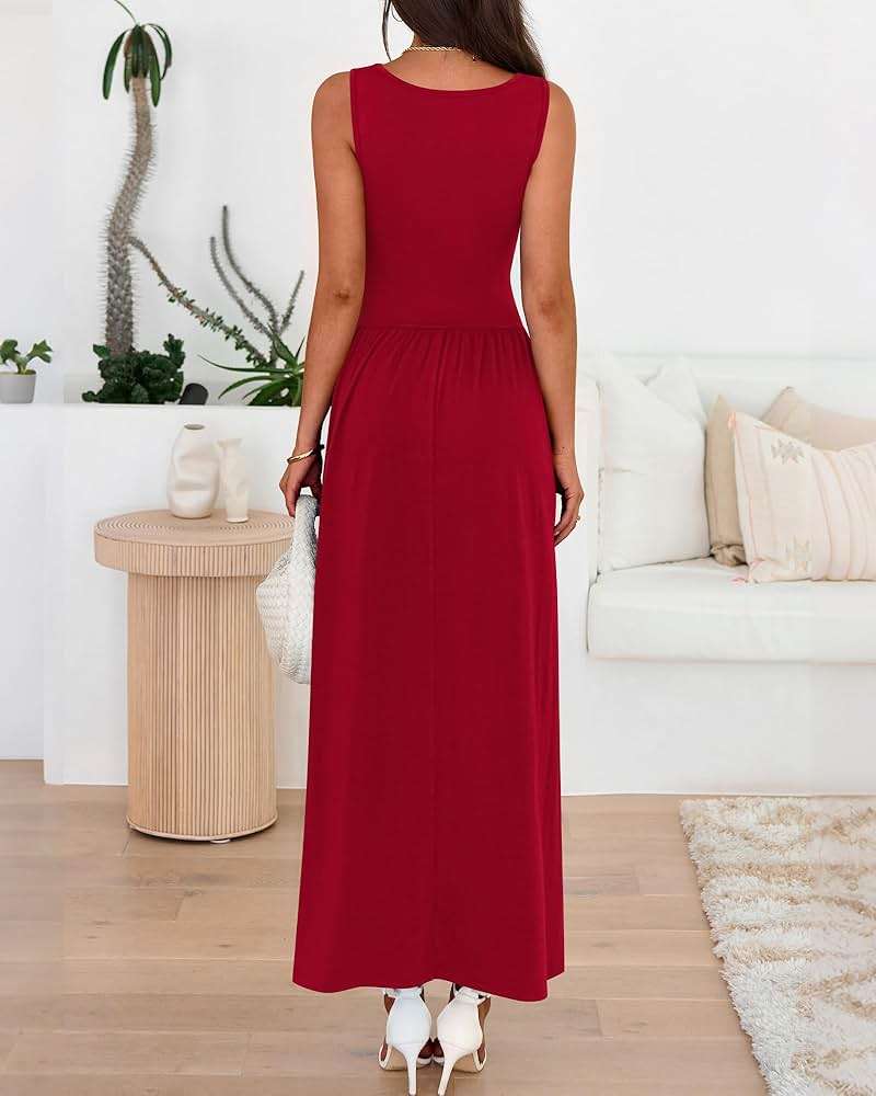 BTFBM Summer Maxi Dresses for Women 2026 Spring Sleeveless Casual Ruched High Waisted Long Sundress Flowy Beach Dress - Image 3