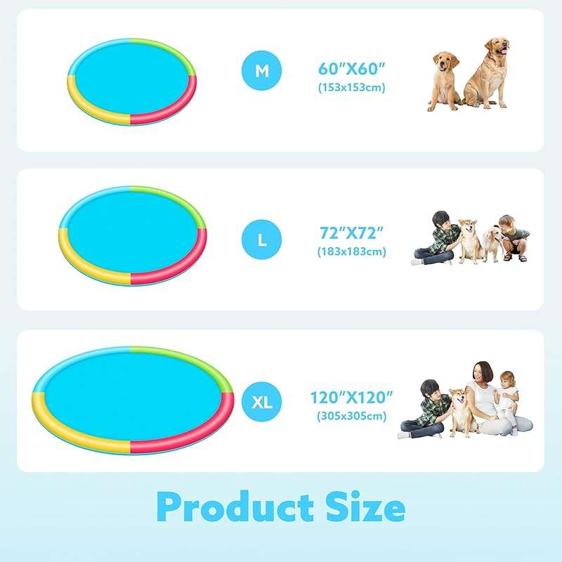 SLOOSH 72" Non-Slip Splash Pad Sprinkler - Outdoor Water Play Toys Backyard Fountain Mat for Toddlers Kids Dogs, Thickened Sprinkler Outside Pool Party Durable for Girls Boys Pets (72in, Multicolor) - Image 6