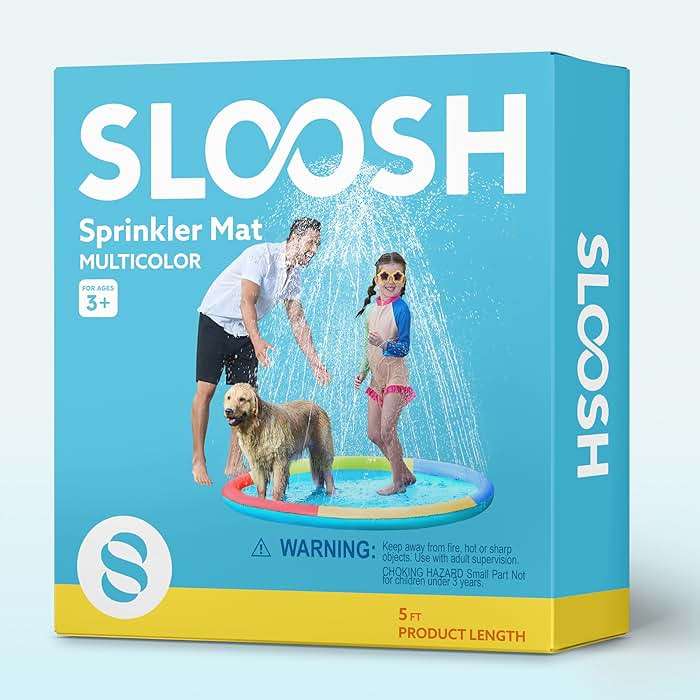 SLOOSH 72" Non-Slip Splash Pad Sprinkler - Outdoor Water Play Toys Backyard Fountain Mat for Toddlers Kids Dogs, Thickened Sprinkler Outside Pool Party Durable for Girls Boys Pets (72in, Multicolor) - Image 7