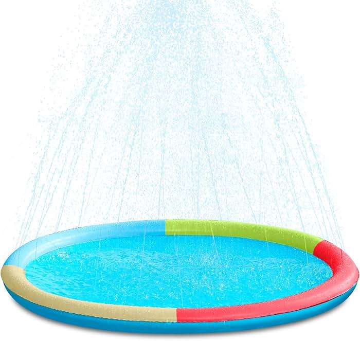 SLOOSH 72" Non-Slip Splash Pad Sprinkler - Outdoor Water Play Toys Backyard Fountain Mat for Toddlers Kids Dogs, Thickened Sprinkler Outside Pool Party Durable for Girls Boys Pets (72in, Multicolor) - Image 8