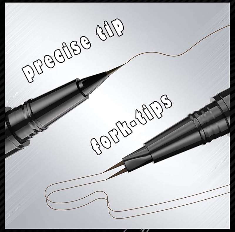 5 Shades Eyebrow Pen, Duo Brow Microfilling Fork-Tips & Precise Tip, Natural Eyebrow Makeup Set with Spoolie Brush (#2 Medium Brown) - Image 2