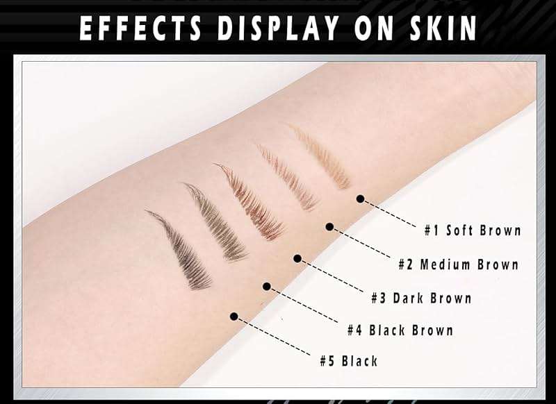 5 Shades Eyebrow Pen, Duo Brow Microfilling Fork-Tips & Precise Tip, Natural Eyebrow Makeup Set with Spoolie Brush (#2 Medium Brown) - Image 4