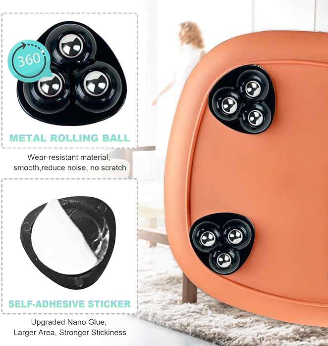 Appliance Casters - Furniture Sliders & Appliance Rollers for Kitchen, Coffee Machine, Blender, Oven - Helps Mom or Wife Easily Solve Countertop Sliding (Black, 8pcs) - Image 4