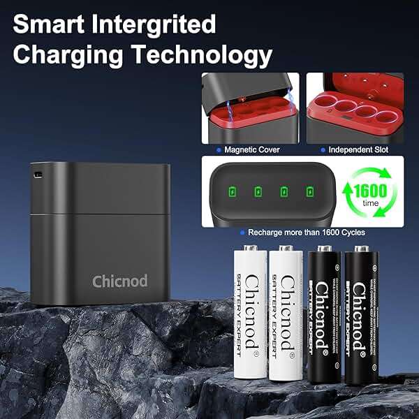 Rechargeable AA Lithium Batteries with Charger, 4 Pack Double A Batteries for Blink Camera, 3800mWh 1.5V Output High Capacity, 4 Slot aa Li-Ion Battery Charger, 1600+ Cycle Life 2H Fast Charging - Image 2