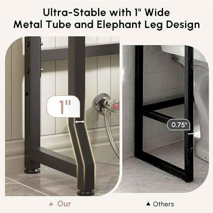 USHOWER Over The Toilet Storage Cabinet, Bathroom Organizers and Storage with Barn Doors, Thicken Metal Stand & MDF Wood Above Toilet Storage Cabinet, Freestanding Space Saver, White - Image 3