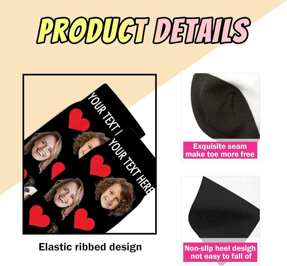 Artsadd Custom Face Socks, Personalized Socks with Photo Custom Socks with Faces - Image 5