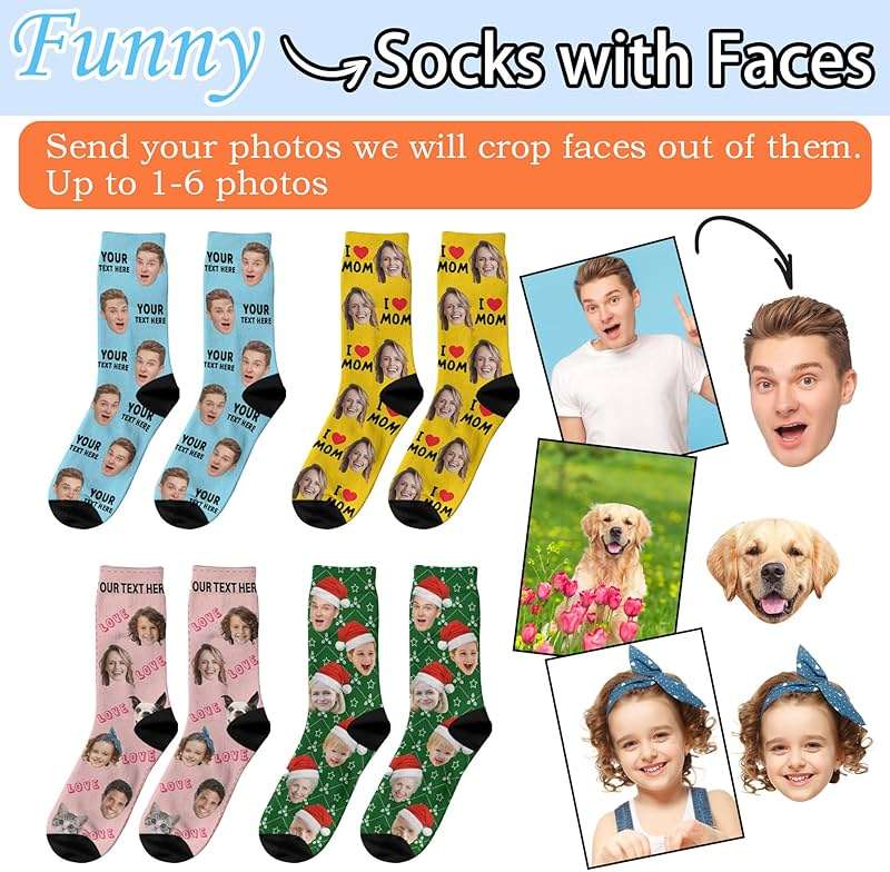 Artsadd Custom Face Socks, Personalized Socks with Photo Custom Socks with Faces - Image 6