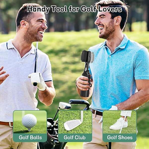 THIODOON 2 Pack Golf Club Brushes and Groove Cleaner 2 ft Retractable Zipline Carabiner Golf Brush Head with Retractable Spike Comfortable Grip Golf Club Cleaner - Image 6