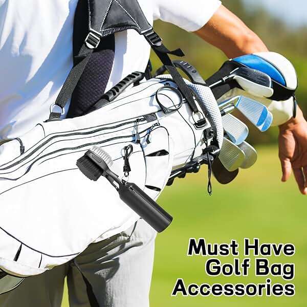 THIODOON 2 Pack Golf Club Brushes and Groove Cleaner 2 ft Retractable Zipline Carabiner Golf Brush Head with Retractable Spike Comfortable Grip Golf Club Cleaner - Image 7