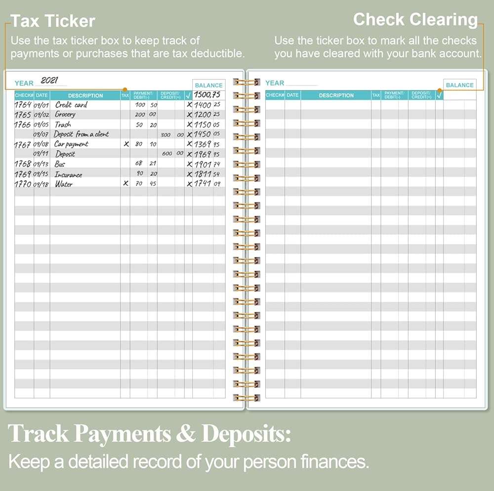 Check Register - A5 Checkbook Register for Personal Checkbook, Expense Ledger Book for Personal and Small Business, Green - Image 4