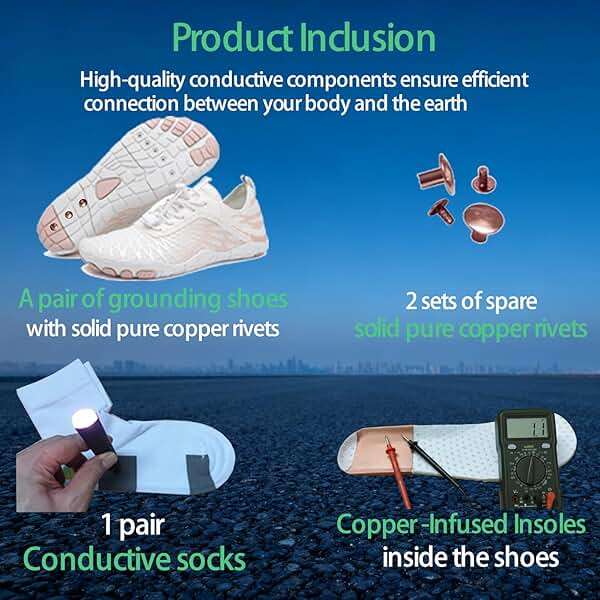 Grounding Barefoot Shoes with Copper , Effective Full-Chain Grounding | Solid Copper Screws,Conductive Insoles，Extra Conductive Socks.Zero-drop,flexible wide toe box,for unisex - Image 3
