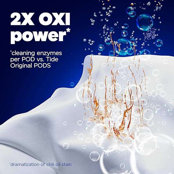 Tide Oxi Boost Power PODS Laundry Detergent Pacs, 18 Count, Set-In Stain Removal + Oxi Power, laundry soap detergent pacs - Image 3