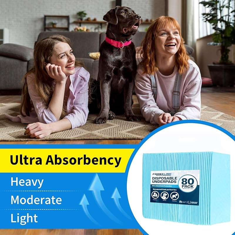 Puppy Pee Pads 22" x 22" 80 Pack, Ultra Absorbent Leakproof Potty Pads for Puppies, Small Dogs, and Cats, Heavy-Duty, Fast-Drying, Wee Wee Pads for Indoor Training and Crates by FRONTLINE - Image 3