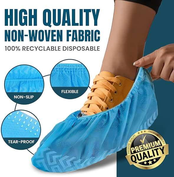 Alvexa Shoe Covers Disposable Non-Slip, Large 50 Count, Premium Cloth Boot Covers, Slip-Resistant, Durable, Breathable, Non-Toxic, Recyclable booties for shoes covers – Fits Men 11/Women 13 – Blue - Image 3