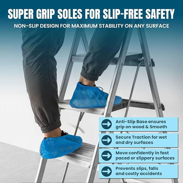Alvexa Shoe Covers Disposable Non-Slip, Large 50 Count, Premium Cloth Boot Covers, Slip-Resistant, Durable, Breathable, Non-Toxic, Recyclable booties for shoes covers – Fits Men 11/Women 13 – Blue - Image 4
