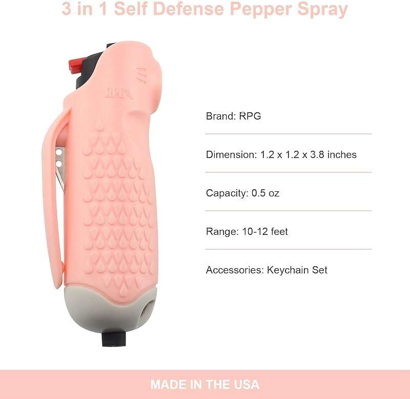 3-in-1 Self-Defense Pepper Spray, Pepper Spray with Seat Belt Cutter & Window Breaker - Safety Keychain Set for Women | Self Defense Weapons & Car Essentials | Made in The USA - Image 2
