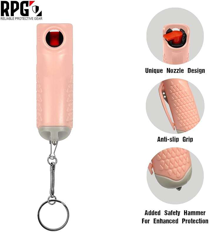 3-in-1 Self-Defense Pepper Spray, Pepper Spray with Seat Belt Cutter & Window Breaker - Safety Keychain Set for Women | Self Defense Weapons & Car Essentials | Made in The USA - Image 3