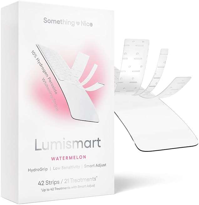 Something Nice Lumismart Whitening Strips - Dentist-Designed, Enamel Safe, up to 42 Treatments with Smart Adjust - Teeth Whitening Strips in Watermelon for Sensitive Teeth - Image 1