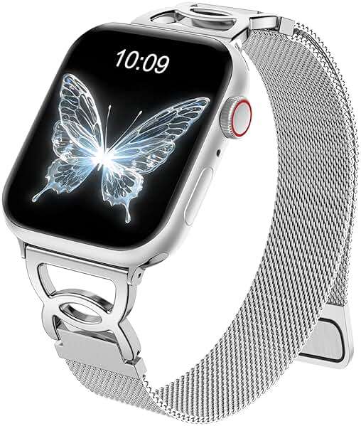 Adorve Slim Milanese loop Compatible with Apple Watch Bands 40mm 41mm 38mm 42mm 44mm 45mm 46mm 49mm Women, Thin Stainless Steel Mesh Loop Magnetic Wristbands for iWatch SE3 Series 11 10 9 8 7 6 5 4 3 - Image 1