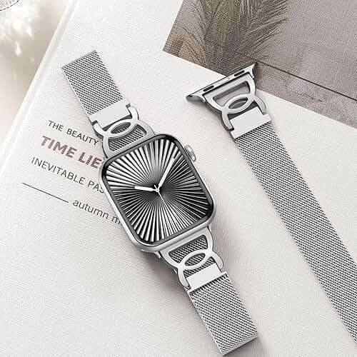 Adorve Slim Milanese loop Compatible with Apple Watch Bands 40mm 41mm 38mm 42mm 44mm 45mm 46mm 49mm Women, Thin Stainless Steel Mesh Loop Magnetic Wristbands for iWatch SE3 Series 11 10 9 8 7 6 5 4 3 - Image 3