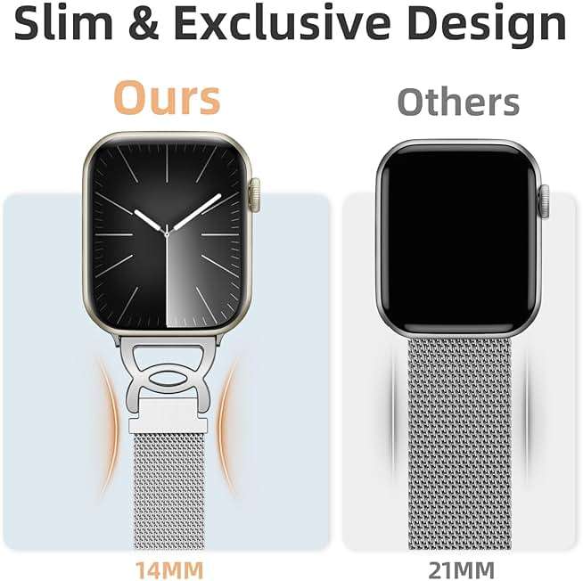 Adorve Slim Milanese loop Compatible with Apple Watch Bands 40mm 41mm 38mm 42mm 44mm 45mm 46mm 49mm Women, Thin Stainless Steel Mesh Loop Magnetic Wristbands for iWatch SE3 Series 11 10 9 8 7 6 5 4 3 - Image 4