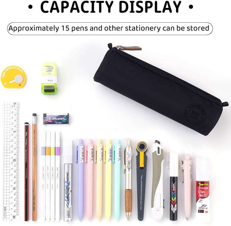 EASTHILL Small Pencil Case Pencil Pouch Stationery Pen Bag Office Supplies for Girls Women-Black - Image 4