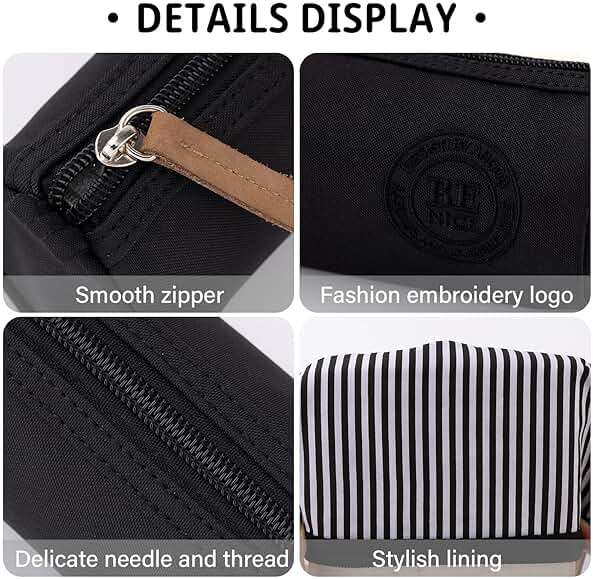 EASTHILL Small Pencil Case Pencil Pouch Stationery Pen Bag Office Supplies for Girls Women-Black - Image 6